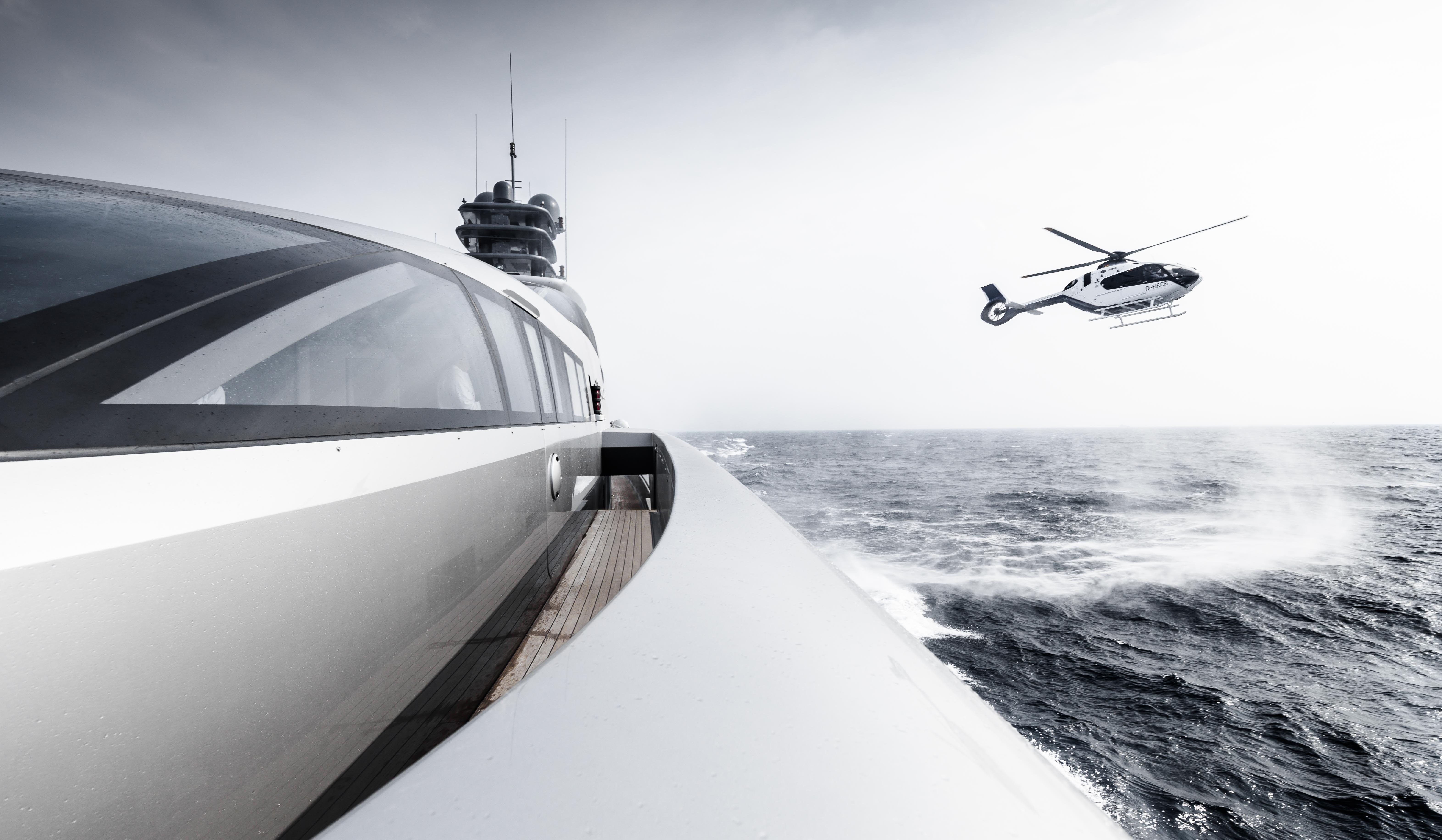 helicopters above yachts